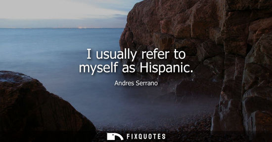 Small: I usually refer to myself as Hispanic - Andres Serrano
