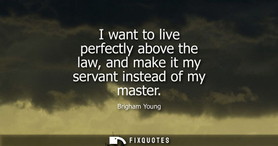 Small: I want to live perfectly above the law, and make it my servant instead of my master