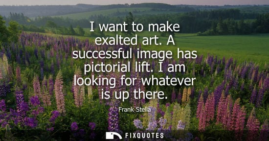 Small: I want to make exalted art. A successful image has pictorial lift. I am looking for whatever is up ther
