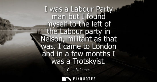 Small: I was a Labour Party man but I found myself to the left of the Labour party in Nelson, militant as that