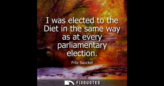 Small: I was elected to the Diet in the same way as at every parliamentary election
