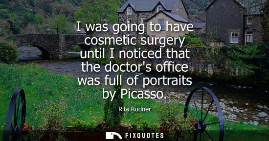 Small: Rita Rudner - I was going to have cosmetic surgery until I noticed that the doctors office was full of portrai