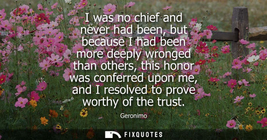 Small: I was no chief and never had been, but because I had been more deeply wronged than others, this honor was conf
