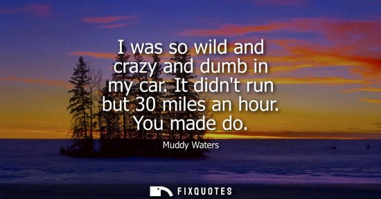 Small: Muddy Waters: I was so wild and crazy and dumb in my car. It didnt run but 30 miles an hour. You made do