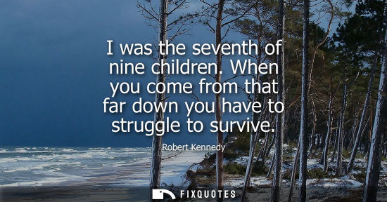 Small: Robert Kennedy: I was the seventh of nine children. When you come from that far down you have to struggle to s