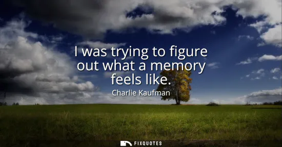 Small: I was trying to figure out what a memory feels like
