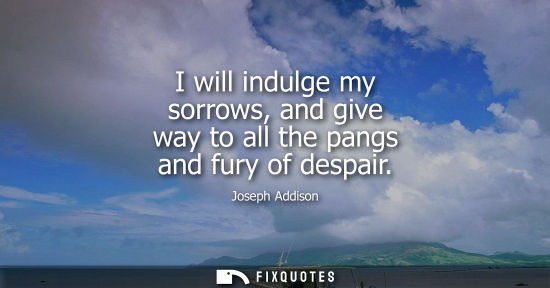 Small: I will indulge my sorrows, and give way to all the pangs and fury of despair