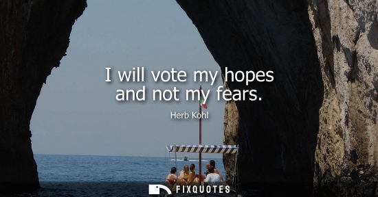 Small: I will vote my hopes and not my fears