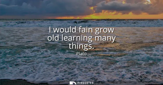 Small: I would fain grow old learning many things