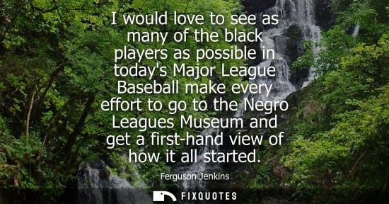 Small: I would love to see as many of the black players as possible in todays Major League Baseball make every