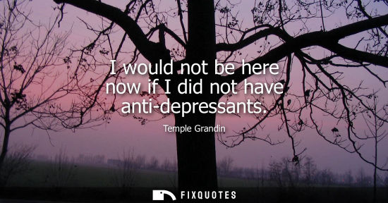 Small: I would not be here now if I did not have anti-depressants