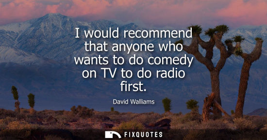 Small: I would recommend that anyone who wants to do comedy on TV to do radio first