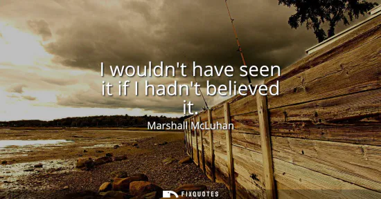 Small: I wouldnt have seen it if I hadnt believed it