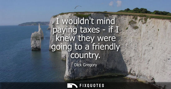 Small: I wouldnt mind paying taxes - if I knew they were going to a friendly country