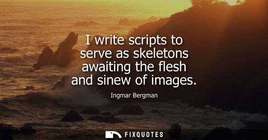 Small: I write scripts to serve as skeletons awaiting the flesh and sinew of images