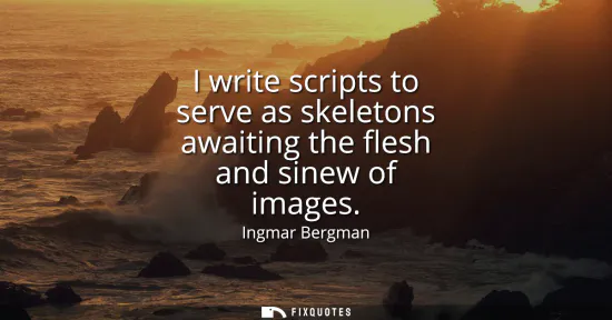 Small: I write scripts to serve as skeletons awaiting the flesh and sinew of images