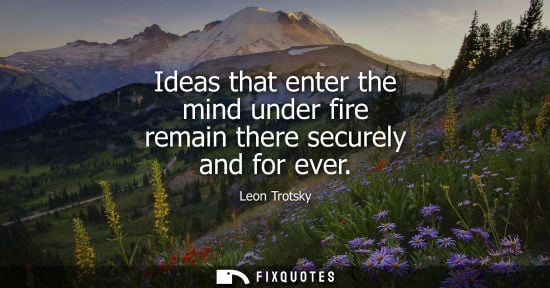 Small: Ideas that enter the mind under fire remain there securely and for ever