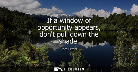 Small: If a window of opportunity appears, dont pull down the shade
