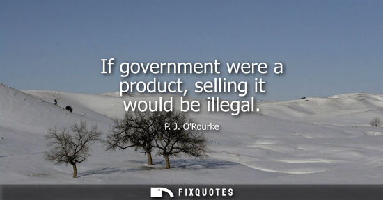Small: If government were a product, selling it would be illegal - P. J. ORourke