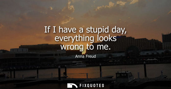 Small: If I have a stupid day, everything looks wrong to me