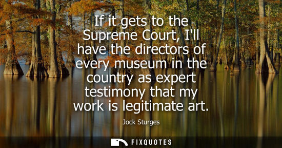 Small: If it gets to the Supreme Court, Ill have the directors of every museum in the country as expert testim