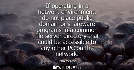 Small: If operating in a network environment, do not place public domain or shareware programs in a common fil