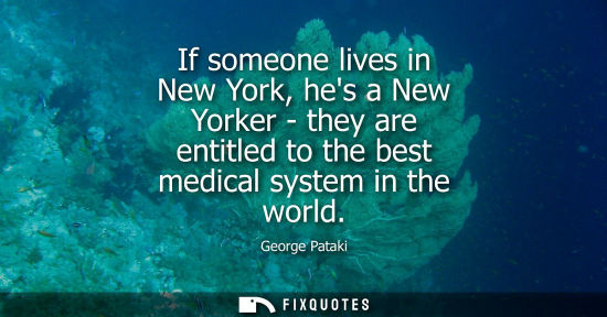 Small: If someone lives in New York, hes a New Yorker - they are entitled to the best medical system in the wo