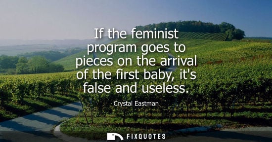 Small: If the feminist program goes to pieces on the arrival of the first baby, its false and useless