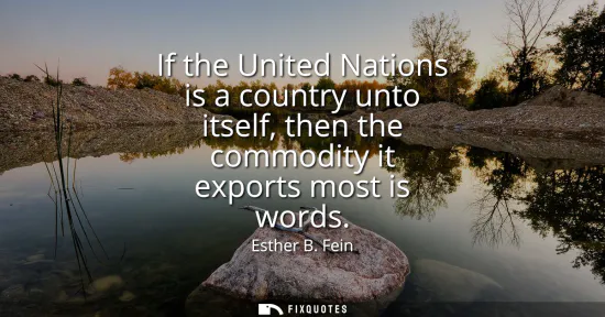Small: If the United Nations is a country unto itself, then the commodity it exports most is words