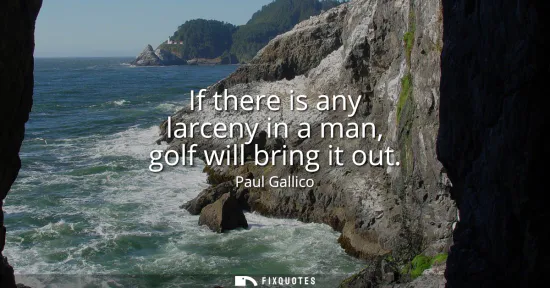 Small: If there is any larceny in a man, golf will bring it out