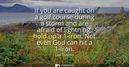 Small: If you are caught on a golf course during a storm and are afraid of lightning, hold up a 1-iron. Not even God 