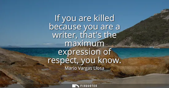 Small: If you are killed because you are a writer, thats the maximum expression of respect, you know