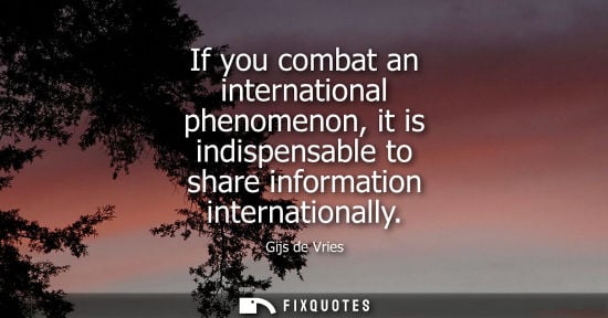Small: If you combat an international phenomenon, it is indispensable to share information internationally