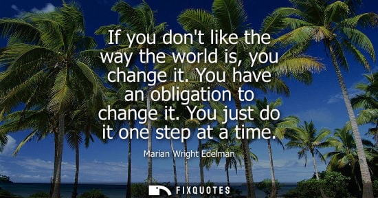 Small: If you dont like the way the world is, you change it. You have an obligation to change it. You just do 