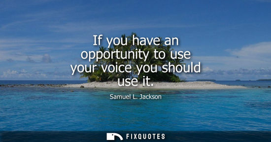 Small: If you have an opportunity to use your voice you should use it