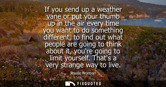 Small: If you send up a weather vane or put your thumb up in the air every time you want to do something diffe
