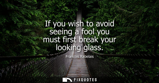 Small: If you wish to avoid seeing a fool you must first break your looking glass