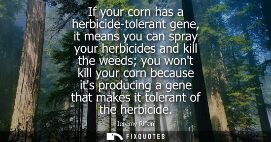 Small: If your corn has a herbicide-tolerant gene, it means you can spray your herbicides and kill the weeds y