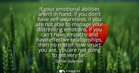 Small: If your emotional abilities arent in hand, if you dont have self-awareness, if you are not able to manage your