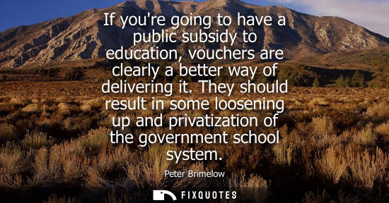 Small: If youre going to have a public subsidy to education, vouchers are clearly a better way of delivering i