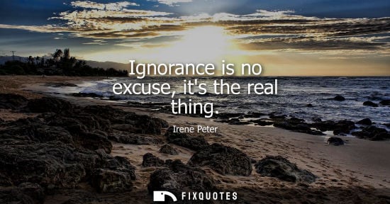 Small: Ignorance is no excuse, its the real thing - Irene Peter