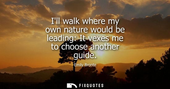 Small: Ill walk where my own nature would be leading: It vexes me to choose another guide