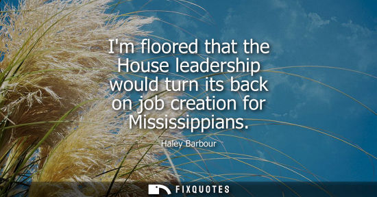 Small: Im floored that the House leadership would turn its back on job creation for Mississippians