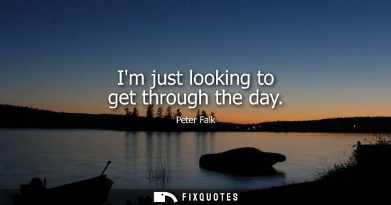 Small: Peter Falk: Im just looking to get through the day
