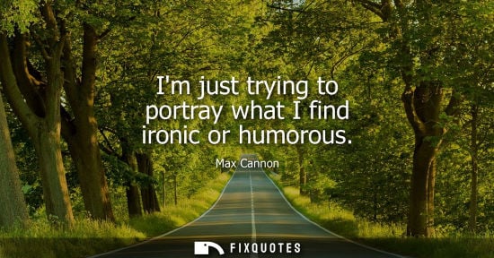 Small: Im just trying to portray what I find ironic or humorous - Max Cannon