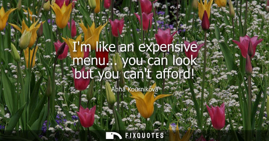 Small: Im like an expensive menu... you can look but you cant afford! - Anna Kournikova