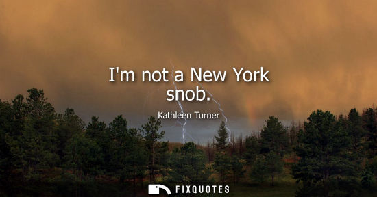 Small: Im not a New York snob