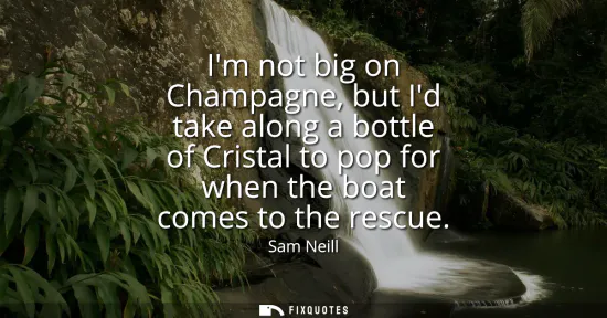Small: Im not big on Champagne, but Id take along a bottle of Cristal to pop for when the boat comes to the rescue