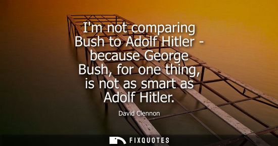 Small: Im not comparing Bush to Adolf Hitler - because George Bush, for one thing, is not as smart as Adolf Hi
