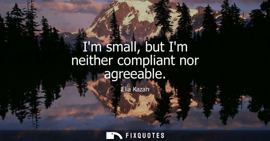 Small: Elia Kazan - Im small, but Im neither compliant nor agreeable